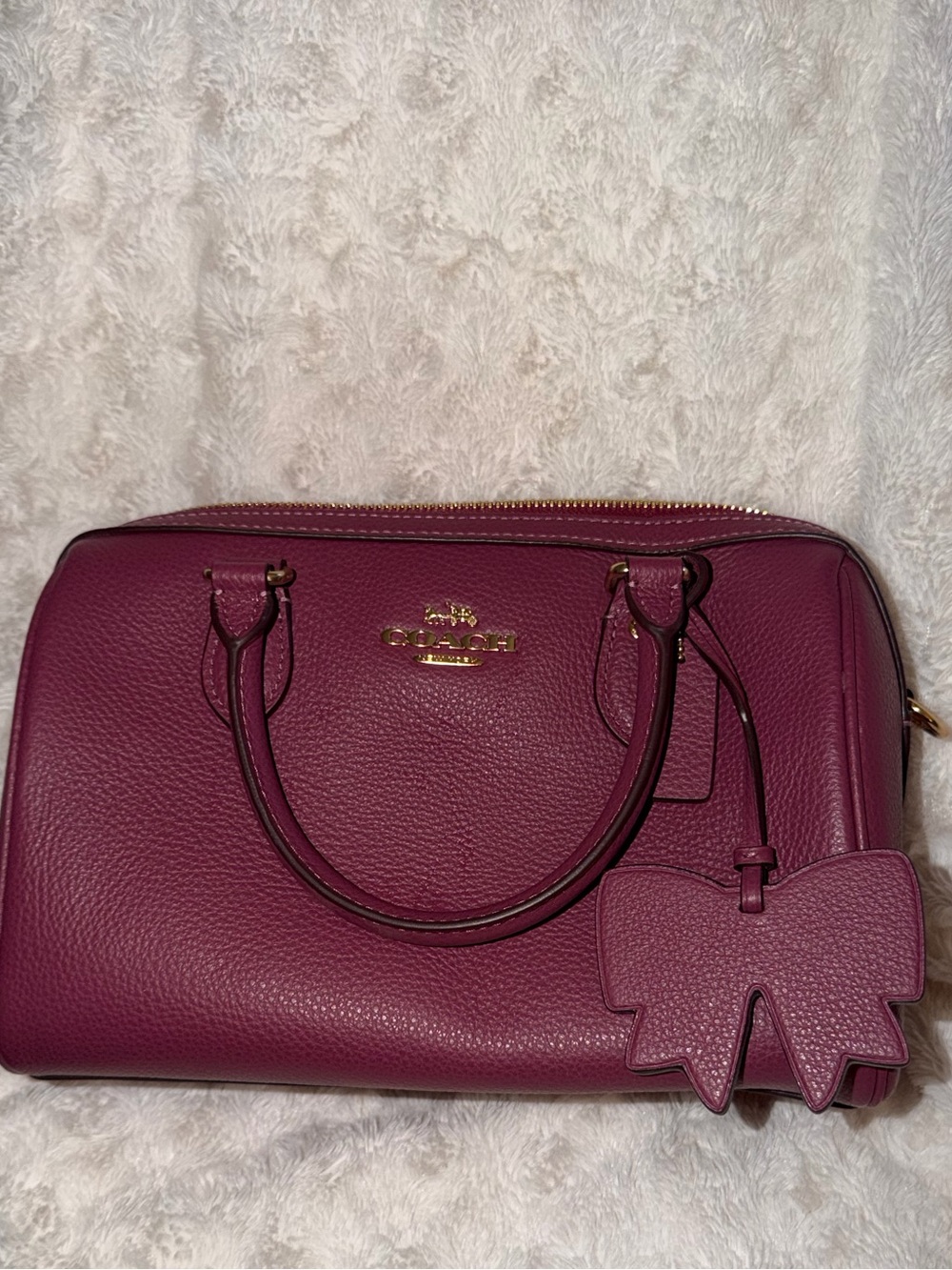 Coach Pebbled Leather Satchel in Berry Pink